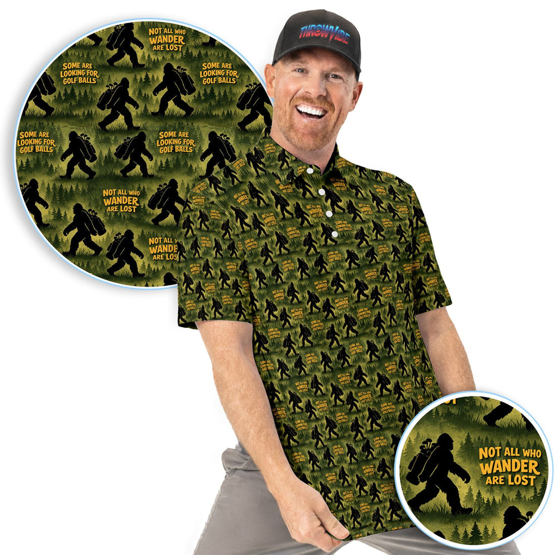 Bigfoot Wander Quote Pattern Golf Shirt, Sasquatch Golfer Forest Golf Shirt For Men, Golfer Gift