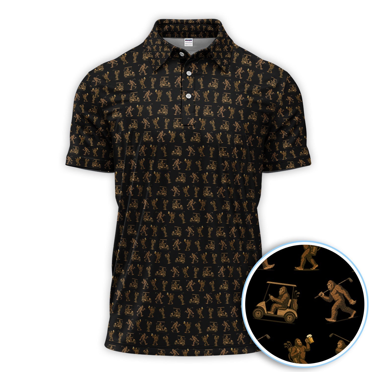 Crazy Golf Pattern Shirt, Bigfoot Golf Shirt For Men, Golf Gift For Golfer