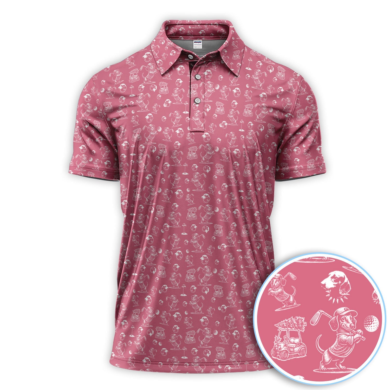 Dachshund Pattern Golf Shirt for Men, Funny Golf Polos, Golf Gift For Men
