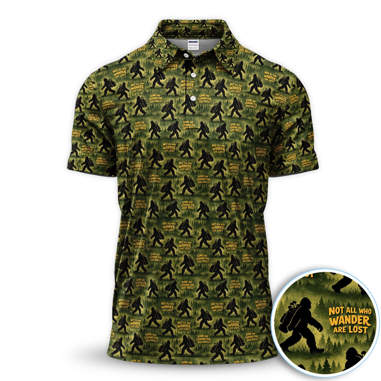 Bigfoot Wander Quote Pattern Golf Shirt, Sasquatch Golfer Forest Golf Shirt For Men, Golfer Gift