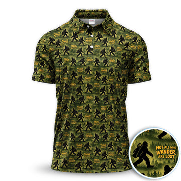 Bigfoot Wander Quote Pattern Golf Shirt, Sasquatch Golfer Forest Golf Shirt For Men, Golfer Gift