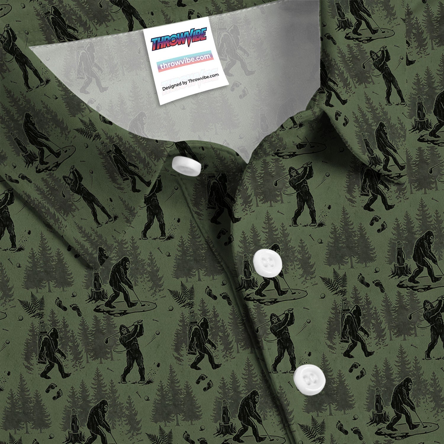 Bigfoot Forest Golf Polo Shirt, Sasquatch Camouflage Pattern Shirt For Men, Gofer Gift