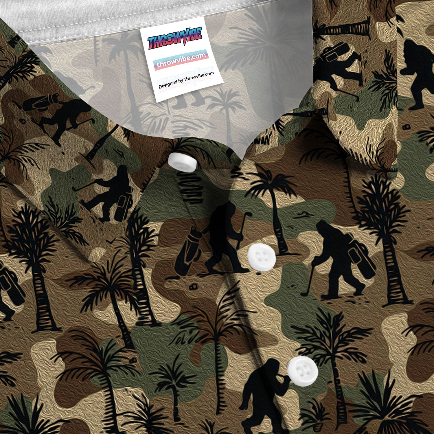 Bigfoot Camo Golf Polo Shirt, Funny Sasquatch Camouflage Polo For Men, Outdoor Golf Shirt