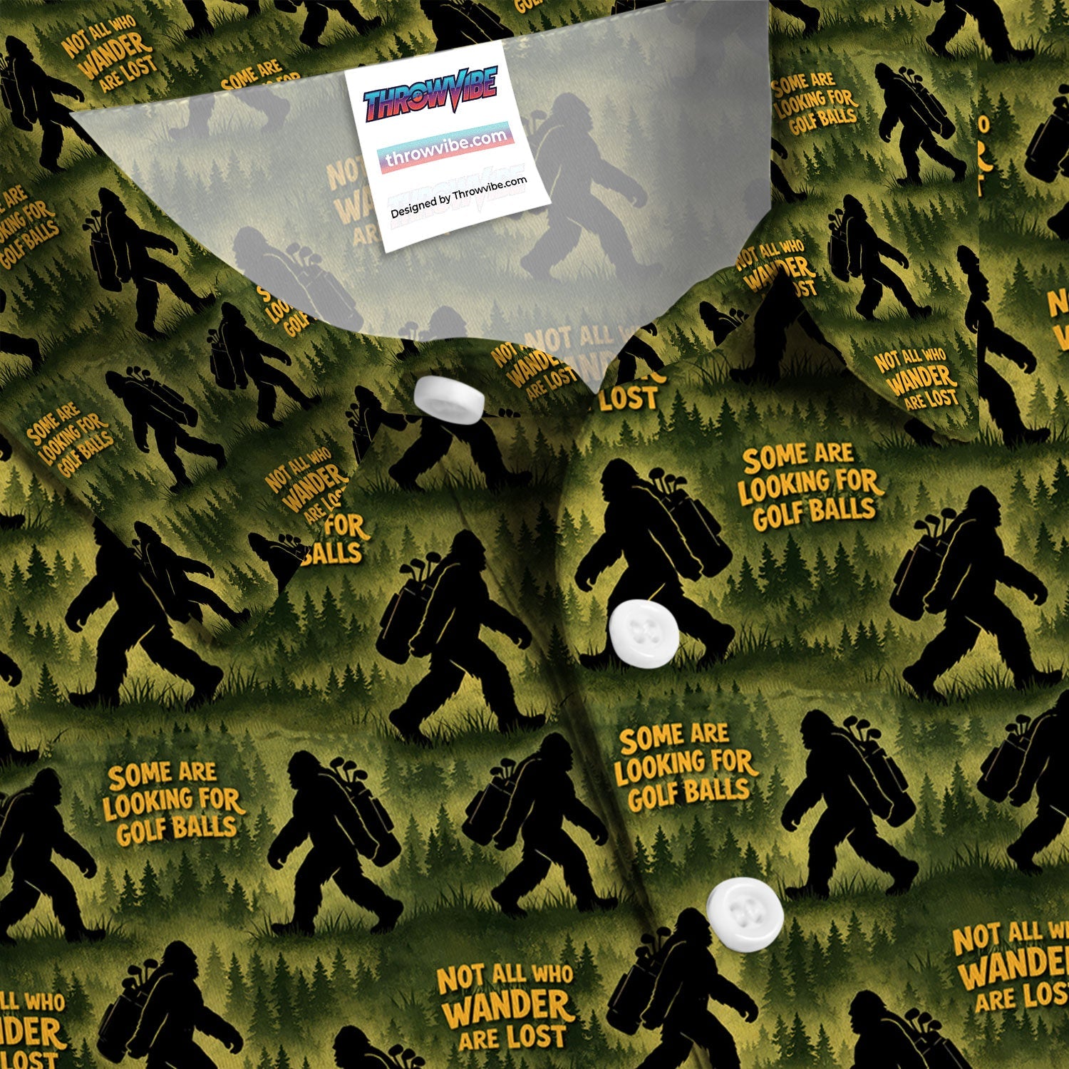 Bigfoot Wander Quote Pattern Golf Shirt, Sasquatch Golfer Forest Golf Shirt For Men, Golfer Gift