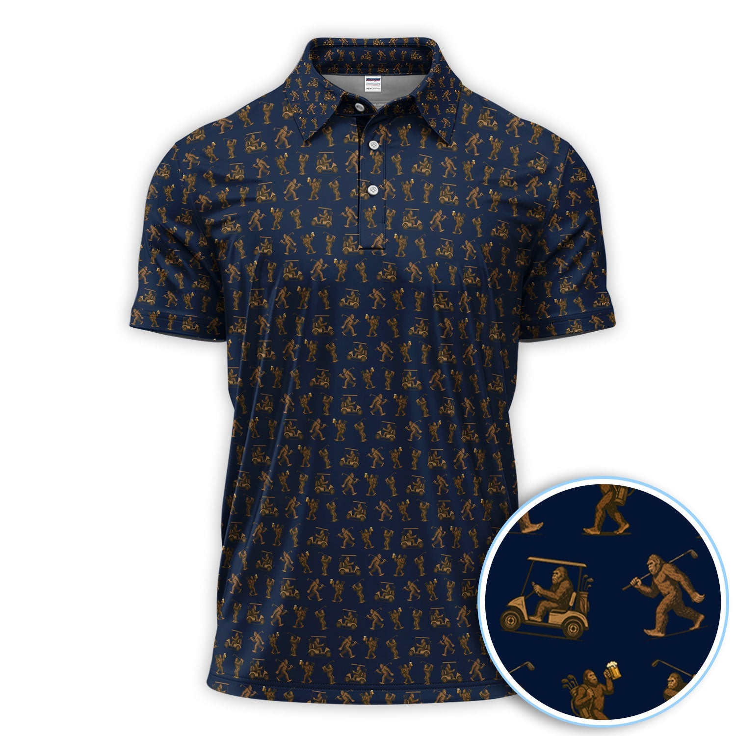 Funny Golf Pattern Shirt, Bigfoot Golf Shirt For Men, Crazy Golf Gift For Golfer