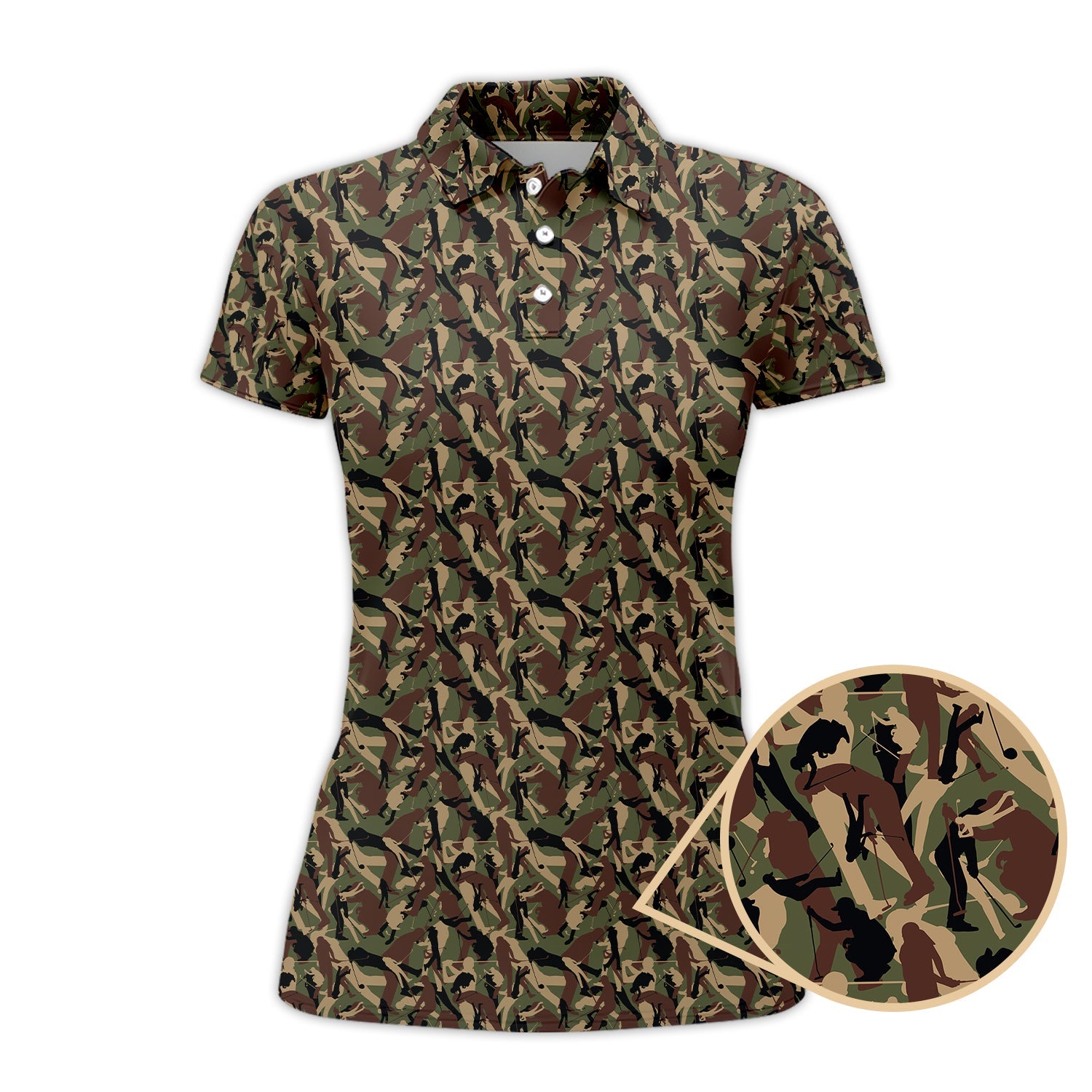 Camo Pattern Golf Polos For Men, Crazy Golf Shirts, Golf Gift For Golfer, Funny Golf Shirt