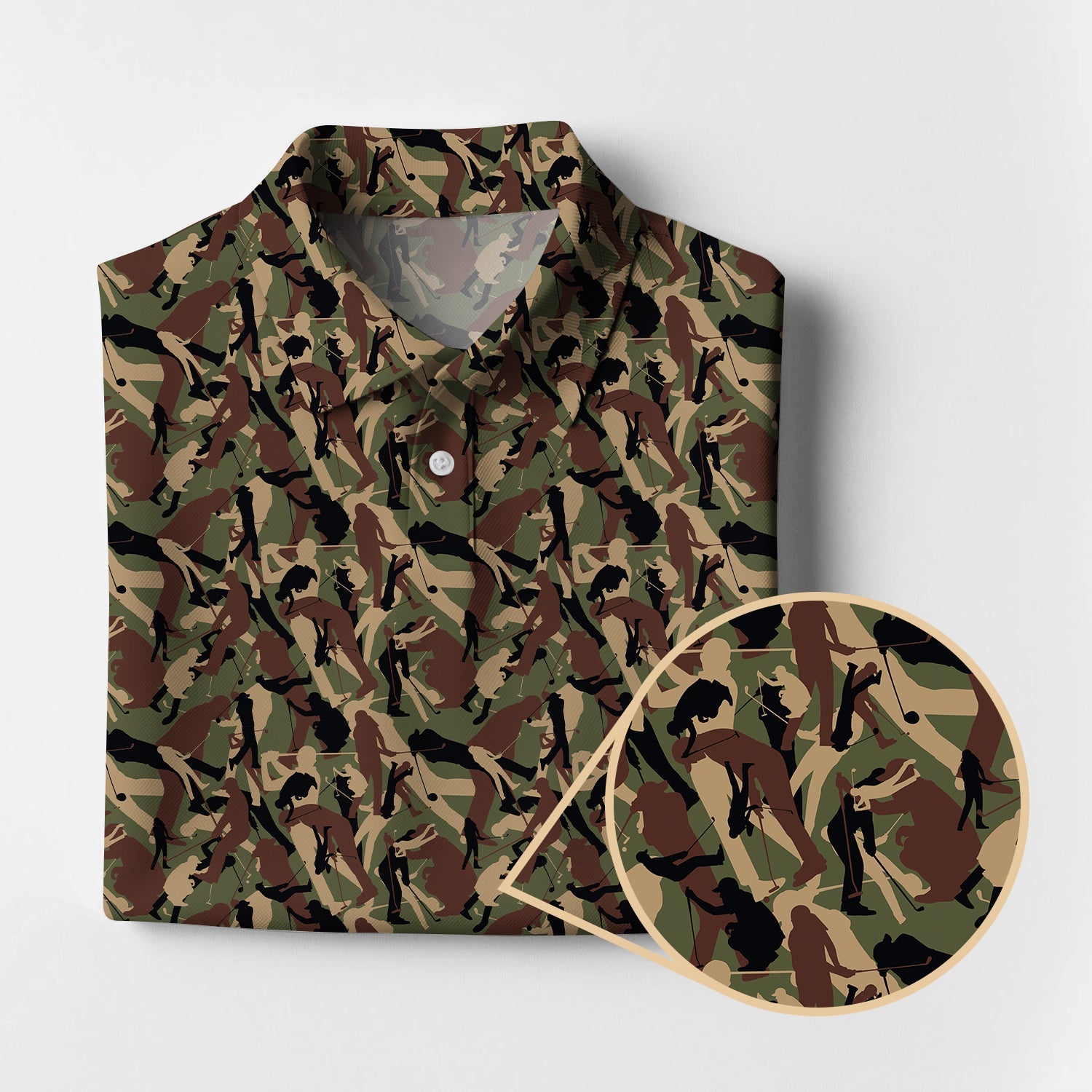 Camo Pattern Golf Polos For Men, Crazy Golf Shirts, Golf Gift For Golfer, Funny Golf Shirt