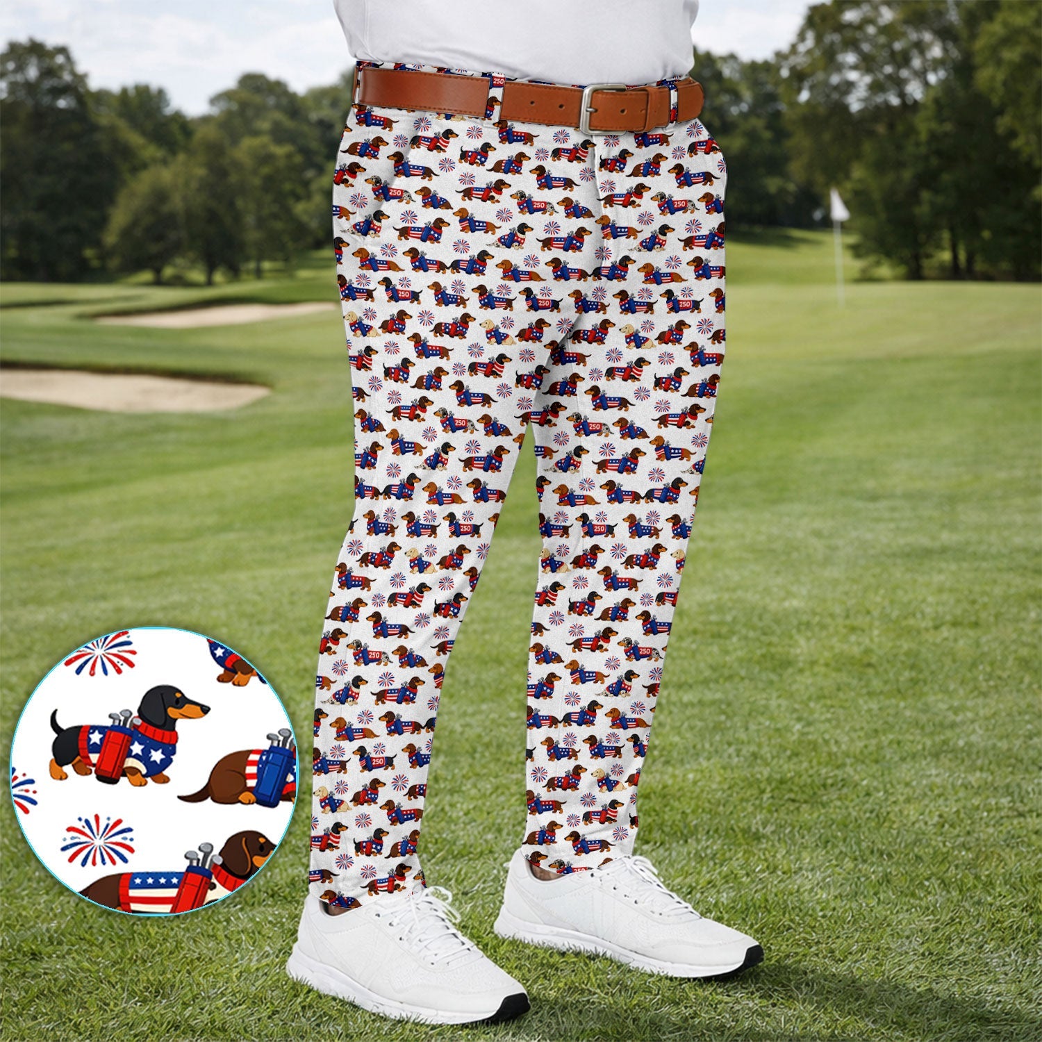 America 250 Dachshund Golf Set, Funny Patriotic Wiener Dog 250th Golf Set, Golf Gift For Men
