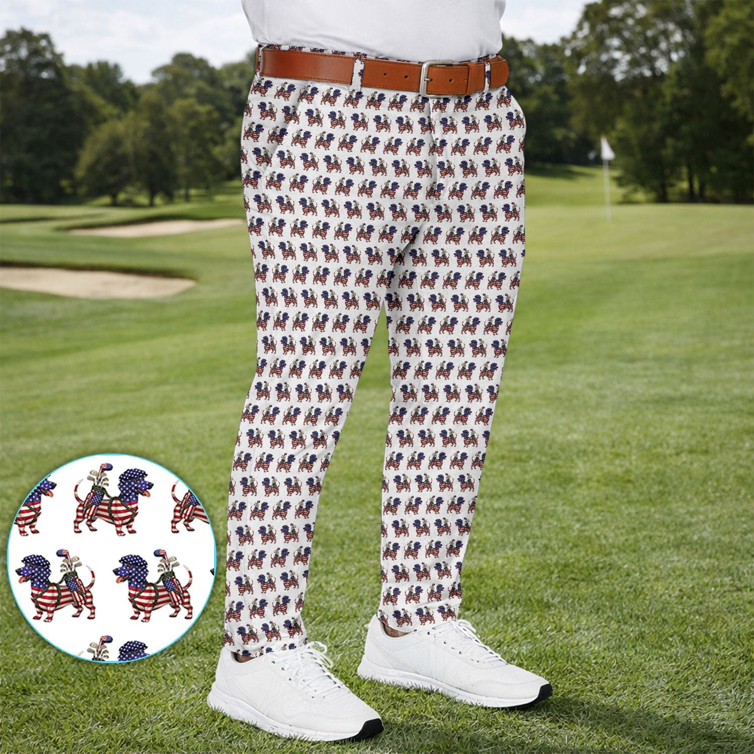 Patriotic Dachshund Golf Set, USA Flag Wiener Dog Pattern Golf Set, Crazy Golf Gift For Golfer