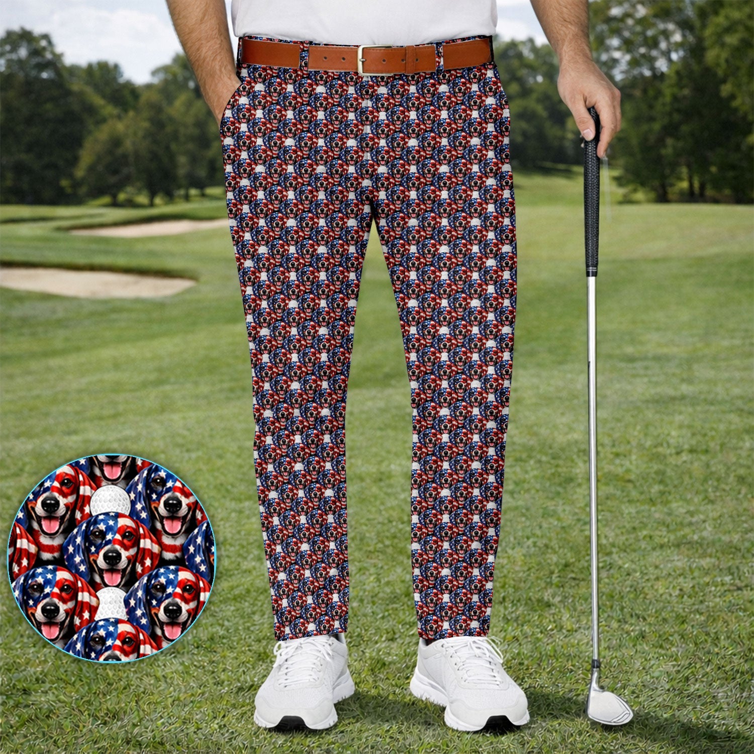 Funny Patriotic Wiener Dog Golf Set, America 250 Dachshund 250th Golf Set, Golf Gift For Men