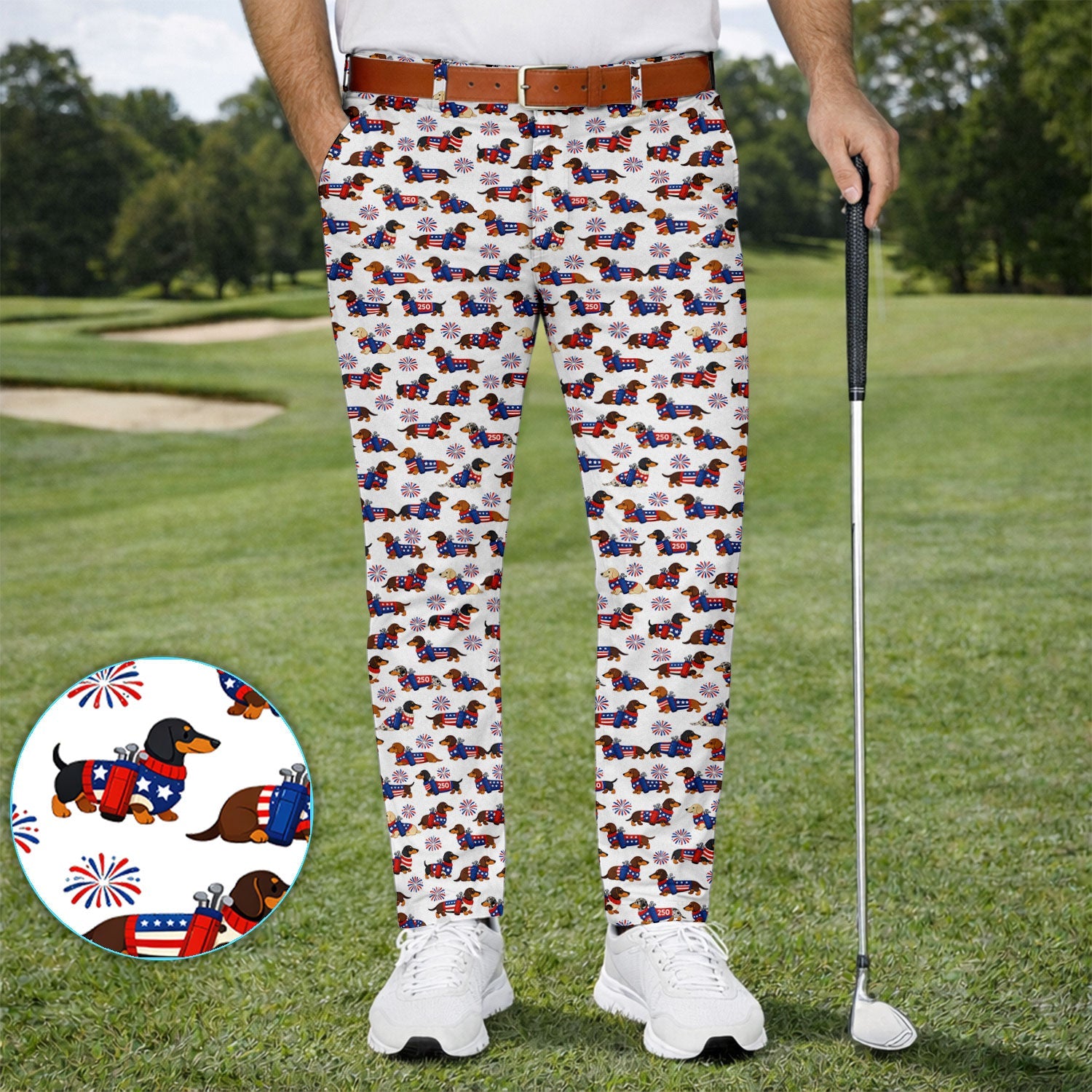 America 250 Dachshund Golf Set, Funny Patriotic Wiener Dog 250th Golf Set, Golf Gift For Men
