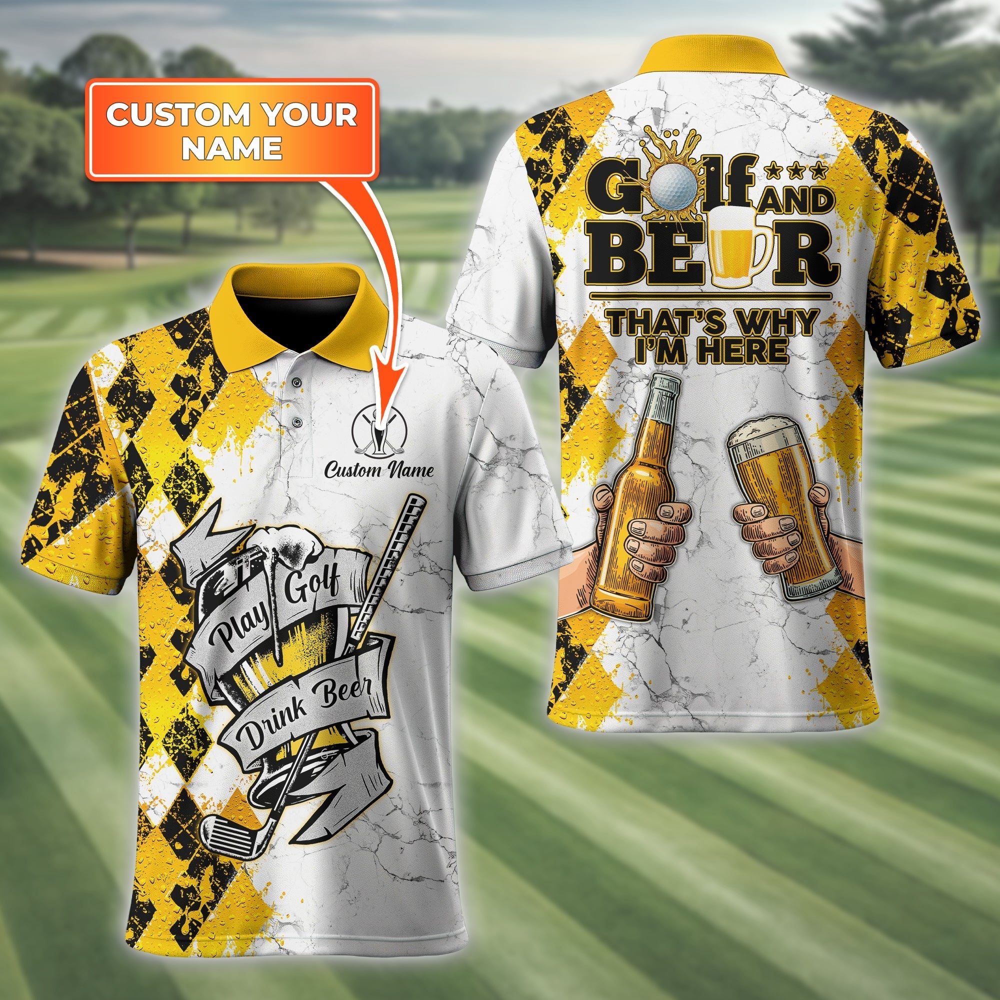 Play Golf Drink Beer Custom Golf Polo Shirt, Funny Golf Shirt, Golf & Beer Gift For Men