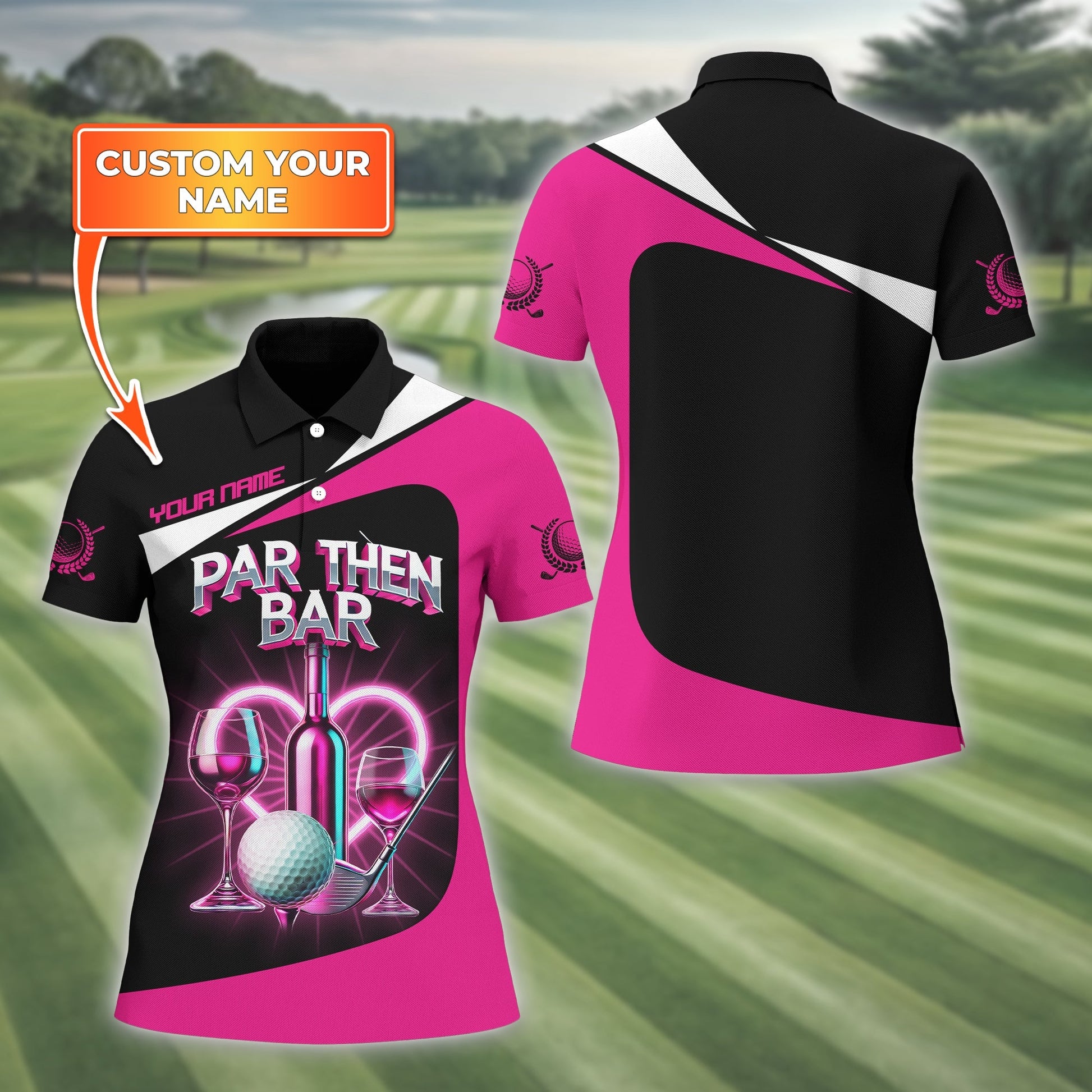 Par Then Bar Custom Womens Golf Polo ShirtGolfing Apparel, Womens Golf Gifts