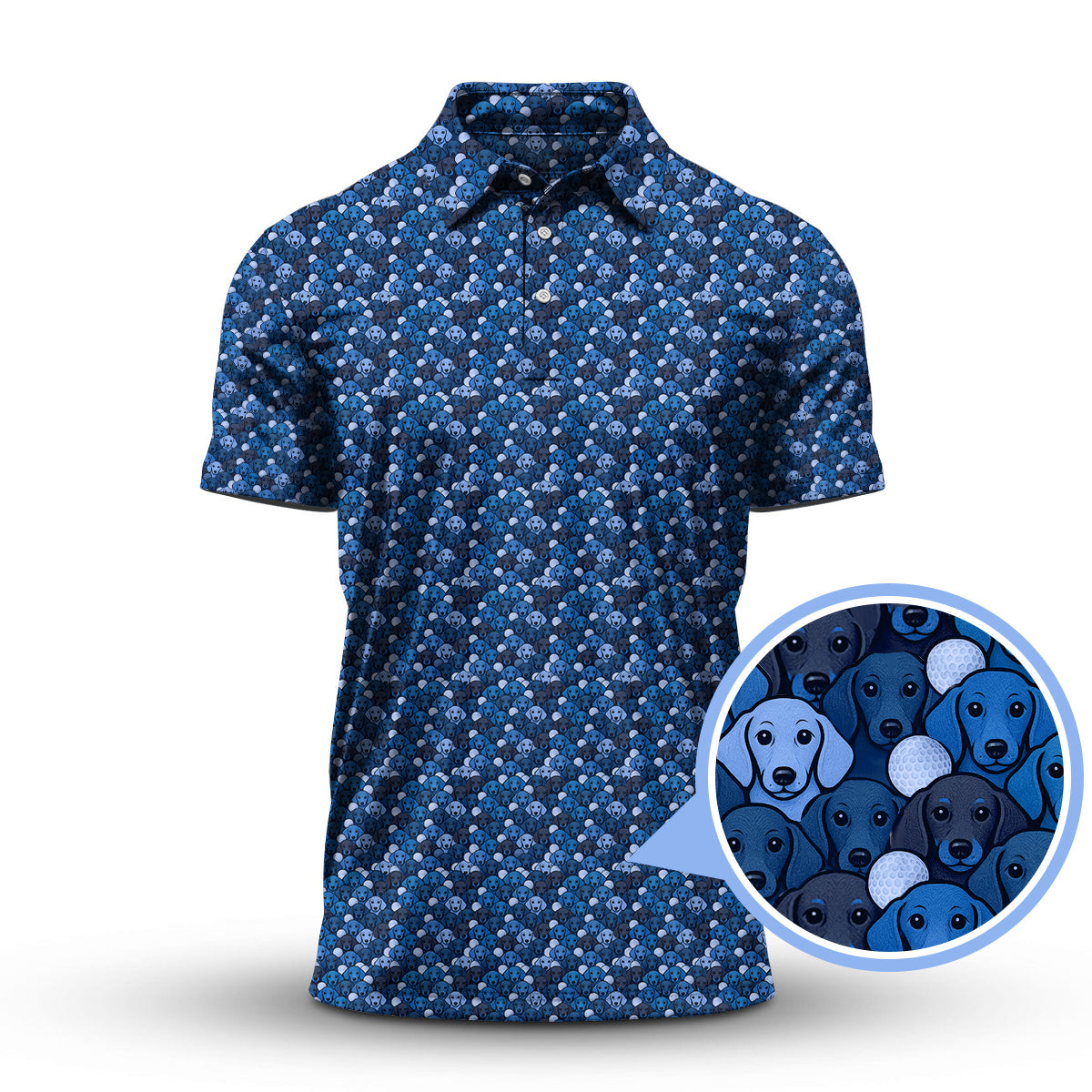 Dachshund Dog Pattern Golf Shirt, Funny Dachshund Golf Shirt For Dog Lovers, Golf Gift For Men's