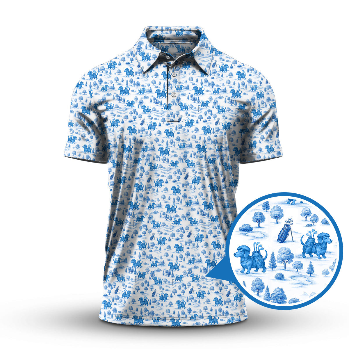 Dachshund Golf Shirt For Golfer, Pattern Golf Shirt, Dog Golf Shirt, Funny Golf Shirt For Men