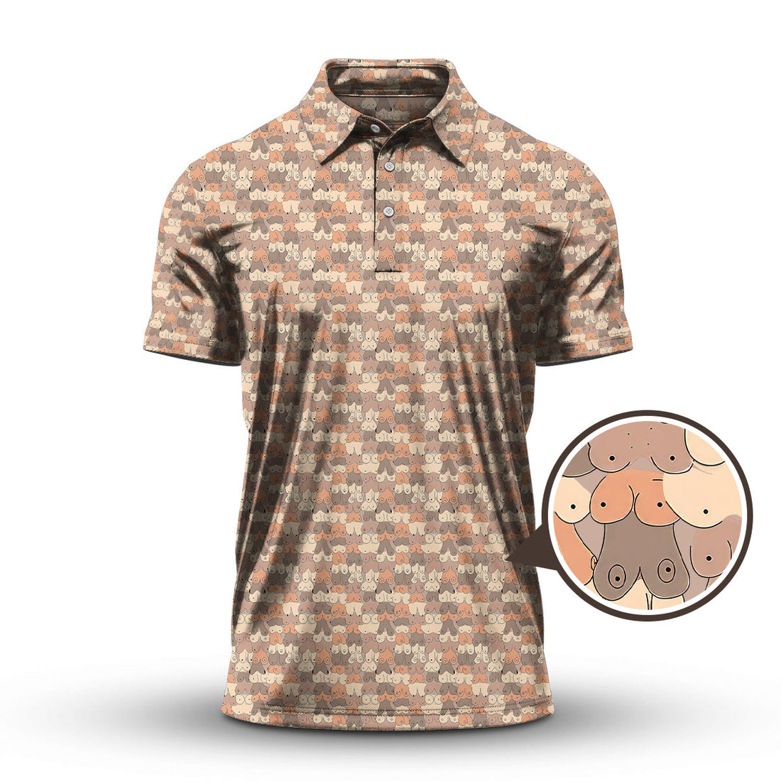 Pattern Golf Polos,  Boob Design Funny Golf Shirt for Men, Crazy Golf Shirts
