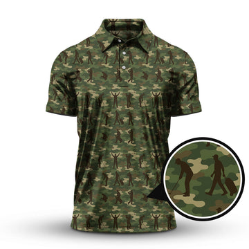 Camo Golf Shirt For Golfer, Camo Polo Shirt, Pattern Golf Shirt For Veteran, Golf Gift For Men