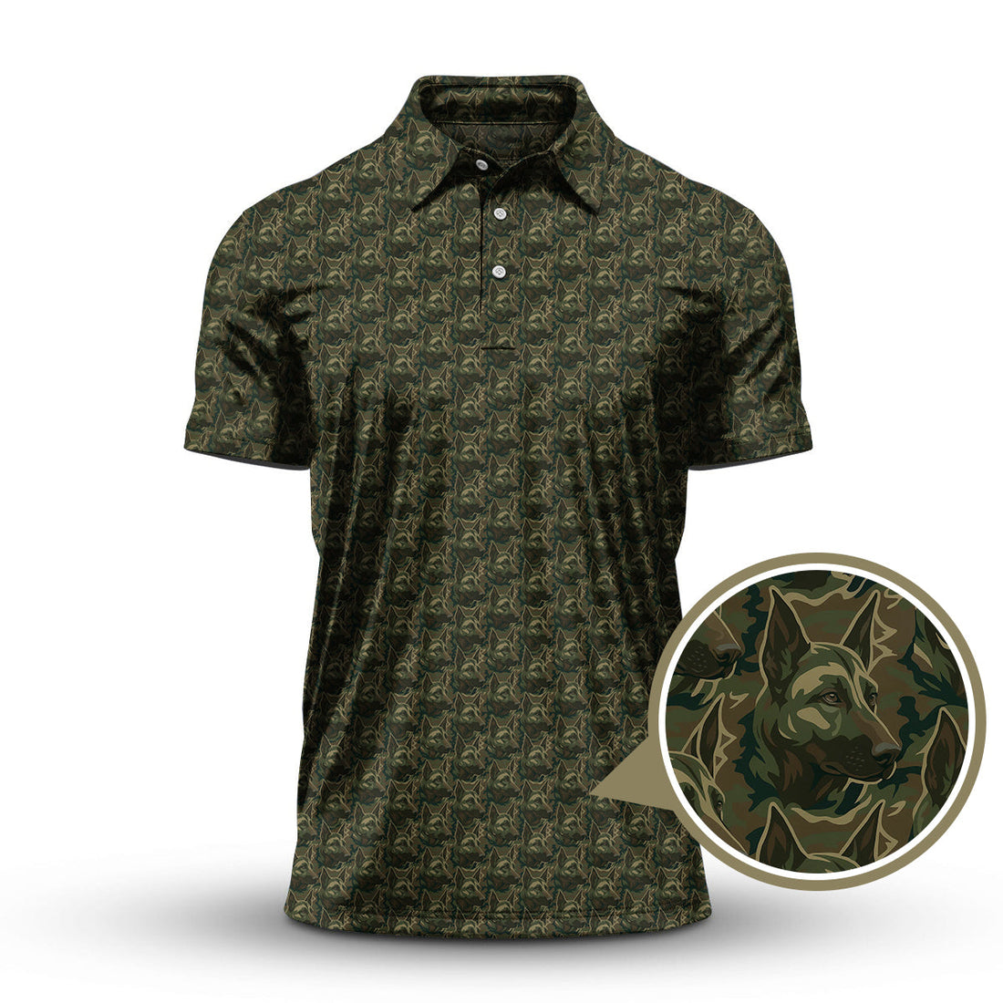 German Shepherd Pattern Golf Shirt , Dog Golf Shirt, Camo Golf Shirt, Veteran Golf Shirt For Men