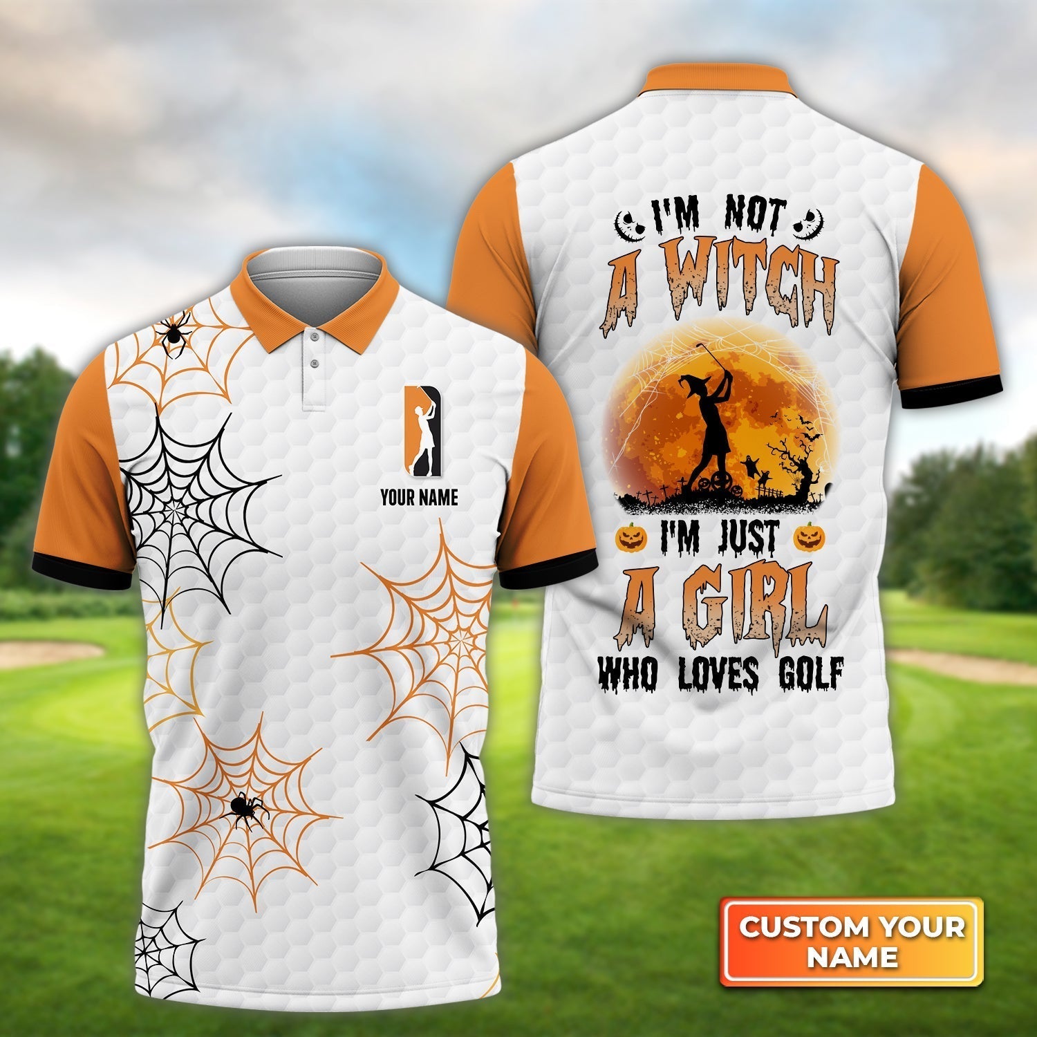 I'm Not A Witch I'm Just A Girl Who Loves Golf - Personalized Name 3D Polo Shirt For Golfers