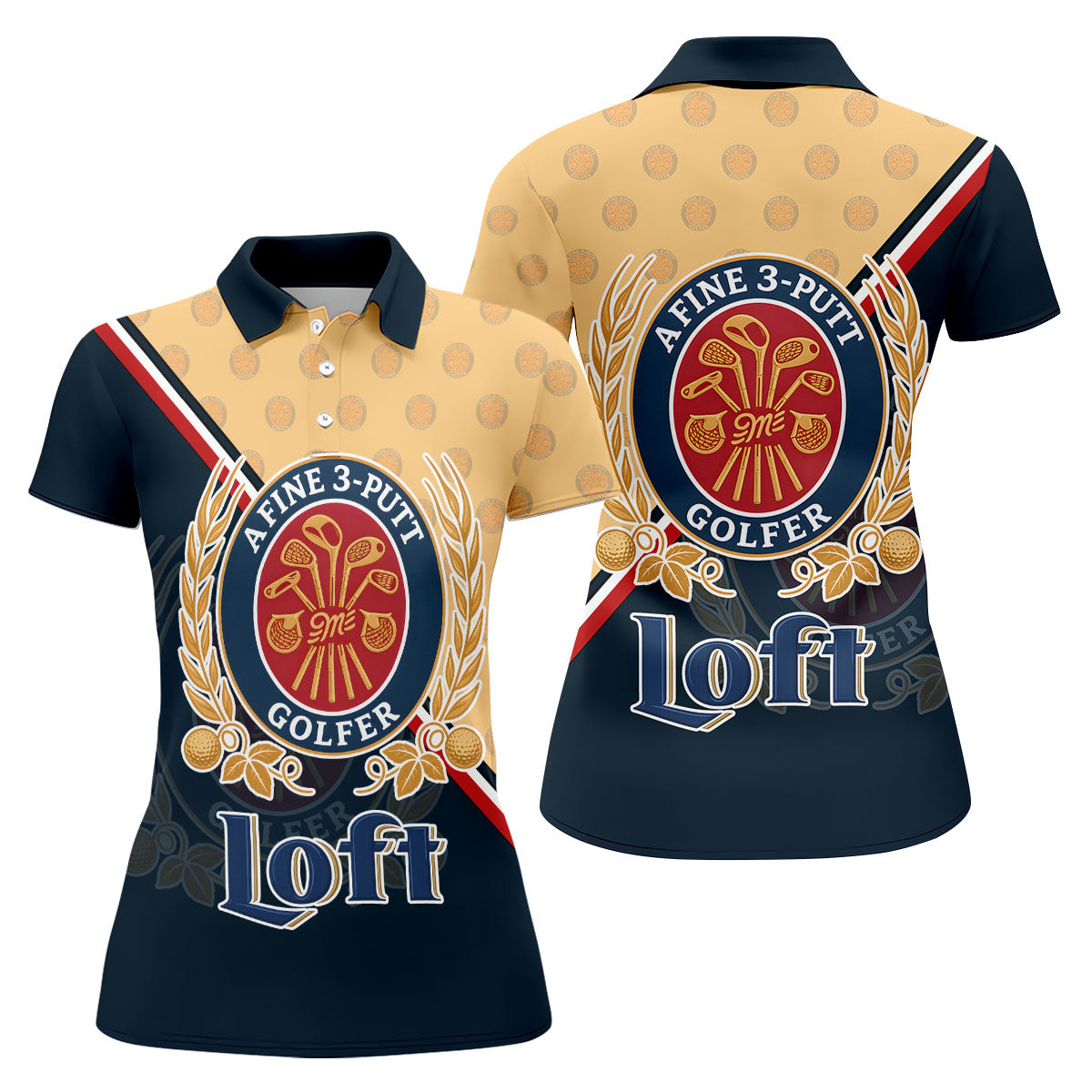 A Fine 3 Putt Golfer Badge Golf Shirt, Women's Golf Shirt, Hawaiian Golf Shirt, Long Sleeve Polo Shirt