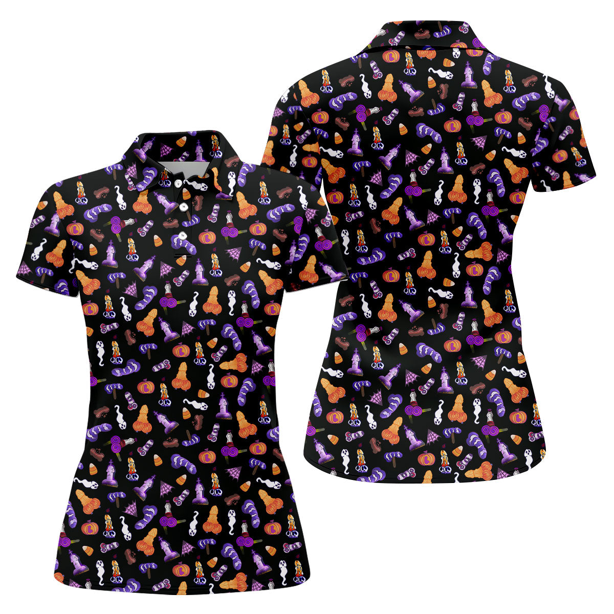 Funny Dirty Black And Purple Halloween Golf Shirt, Funny Golf Shirts Women, Ladies Golf Shirts