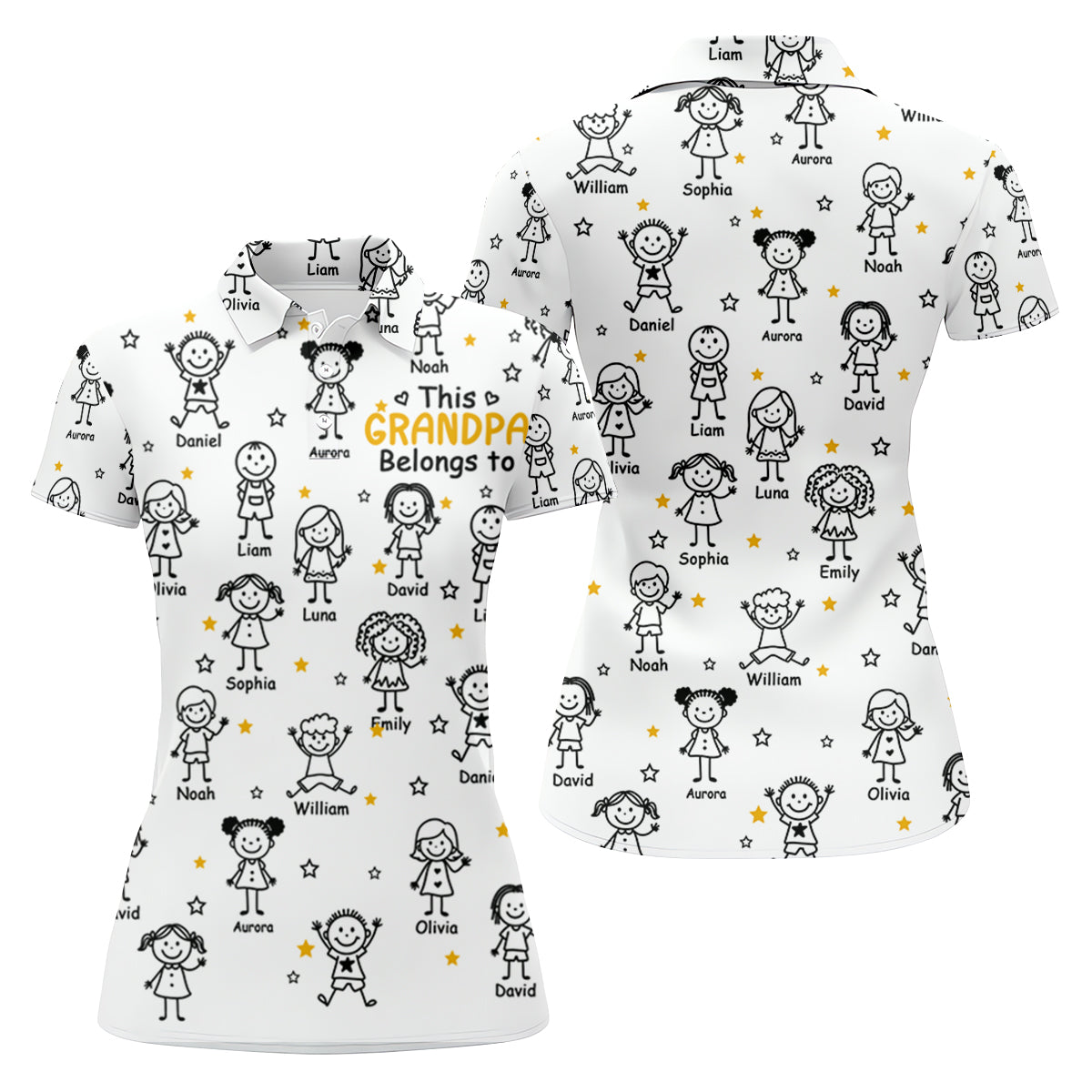 This Grandpa Dad Belongs To Kids Pet White Golf Shirt, Ladies Golf Tops, Women Golf Top, Golfing Apparel