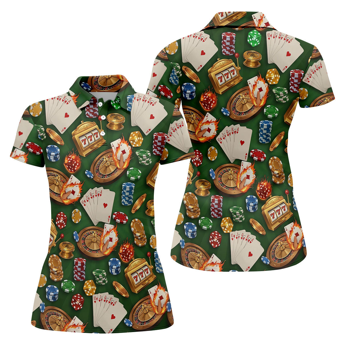 Casino Gambling Poker Golf Shirt For Women, Ladies Golf Shirts, Women's Sleeveless Golf Shirts