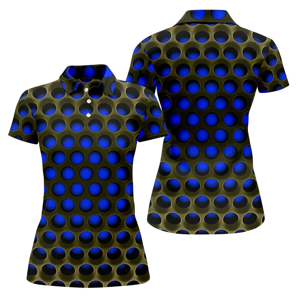 3D Effect Circular Pattern Navy Golf Shirt, Cool Golf Outfit, Women Golf Top, Ladies Golf Shirts