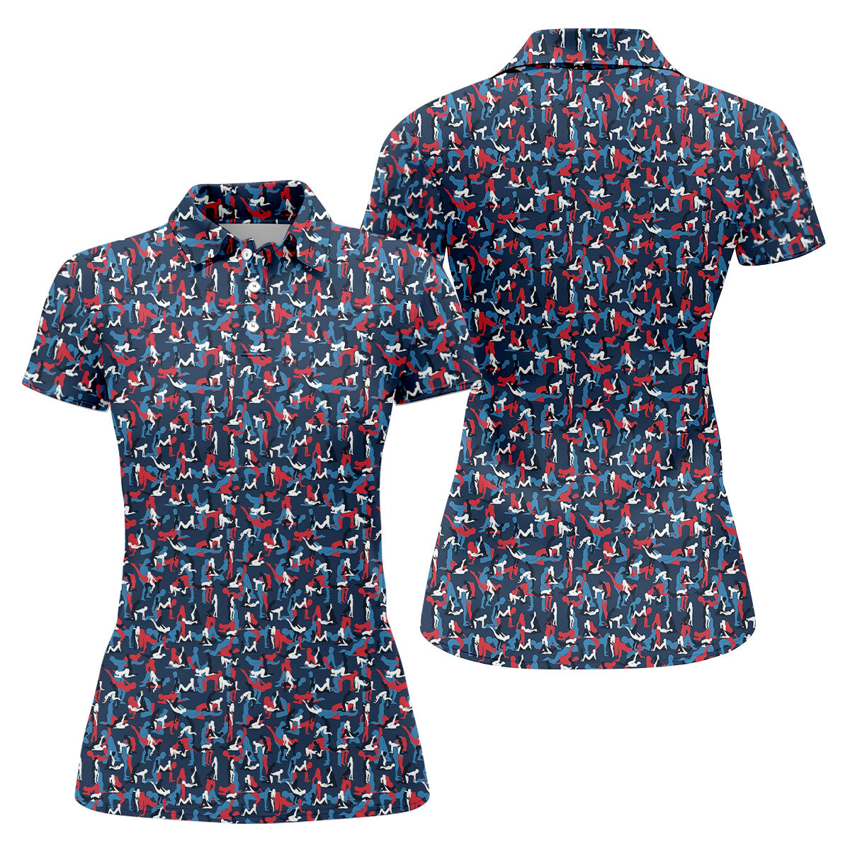 Naughty Position Dirty Humor Red White Blue 250th Anniversary Fun Women's Golf Shirts, Valentines Golf Gift