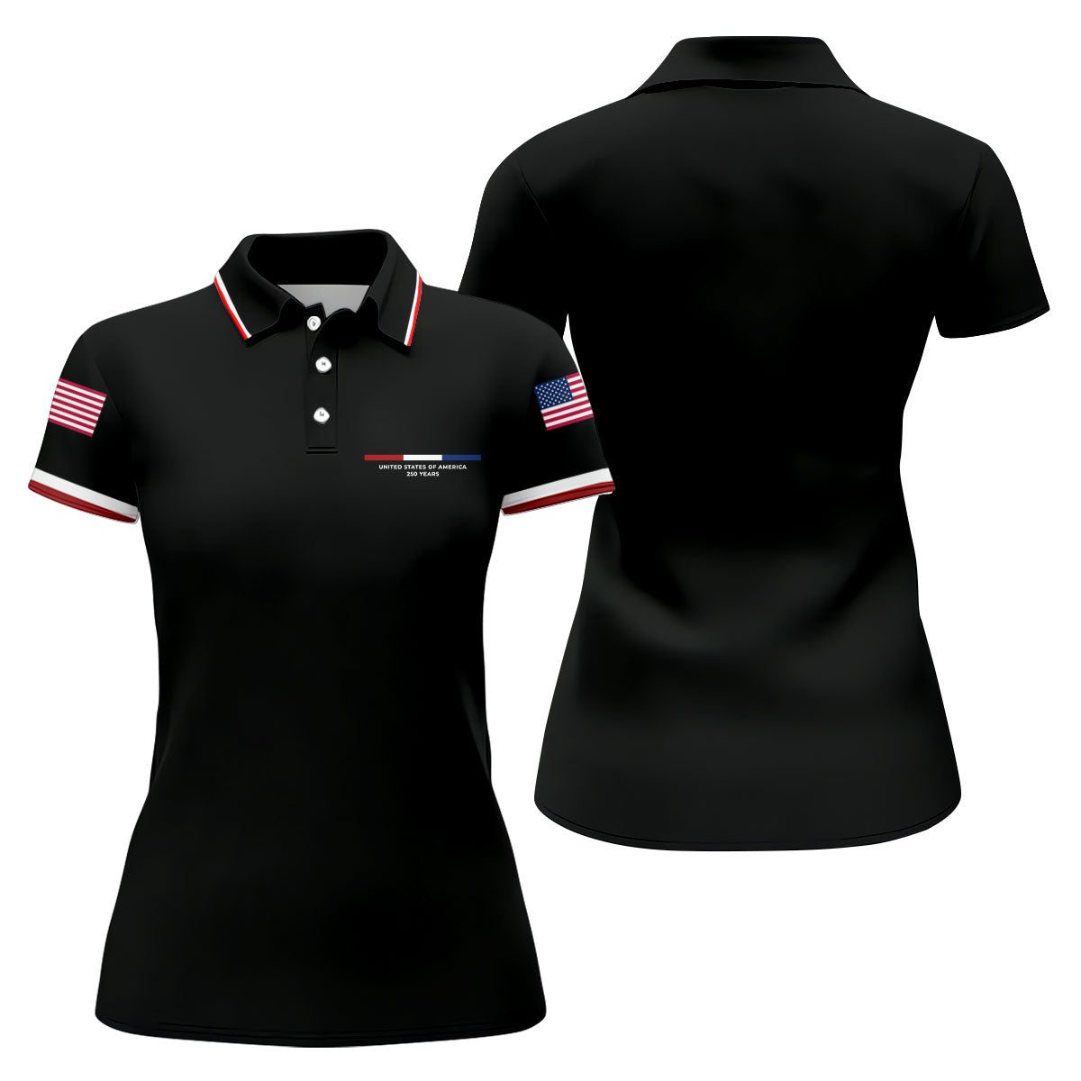 United States Of America 250 Years Black Golf Shirt, Patriotic Golf Shirt, Golf Shirt For Women