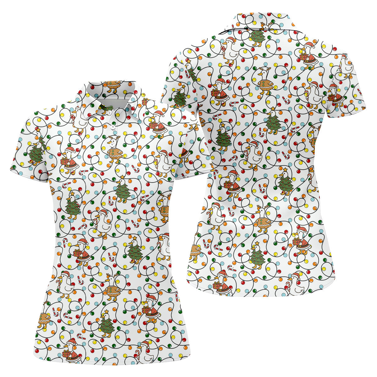 Funny Duck Merry Xmas White Golf Shirts, Christmas Golf Shirt, Golf Gifts For Women, Fun Golf Shirt
