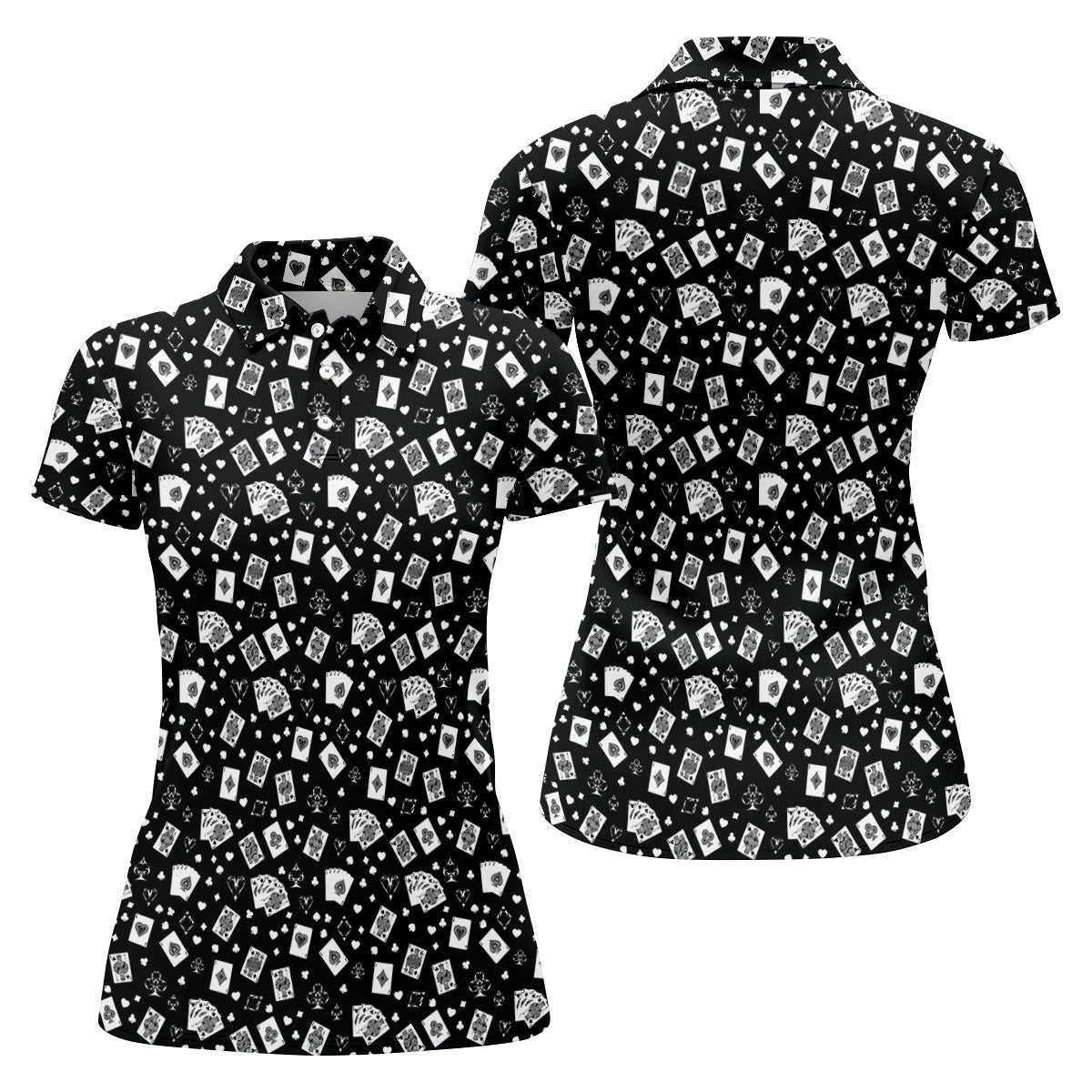 Casino Cards Black Golf Shirt, Golf Shirt For Women, Ladies Golf Shirts, Fun Women's Golf Shirts