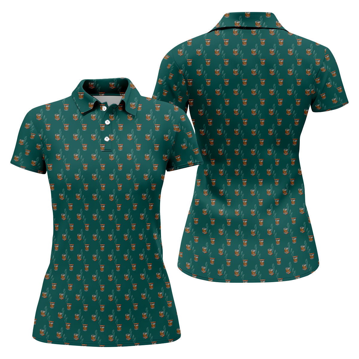 Smoke Whiskey Green Golf Shirt, Golf Whiskey Women's Polo Shirt, Ladies Golf Shirts