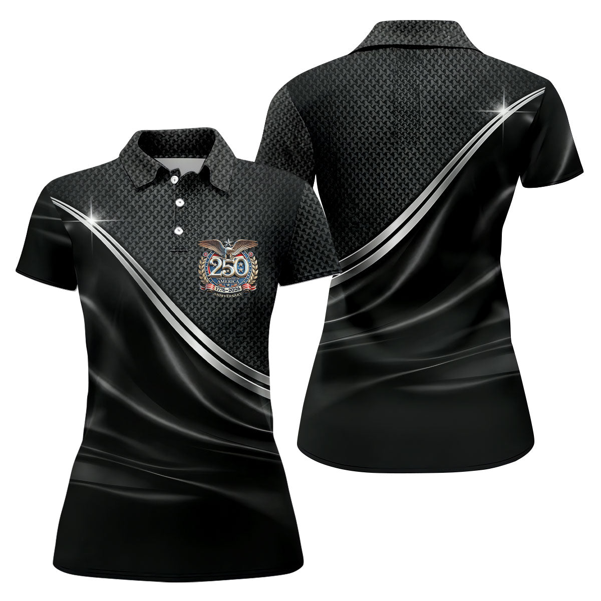 United States 250th Anniversary 4th Of July Golf Shirt, Patriotic Golf Shirt, Satin Print Women's Golf Tops
