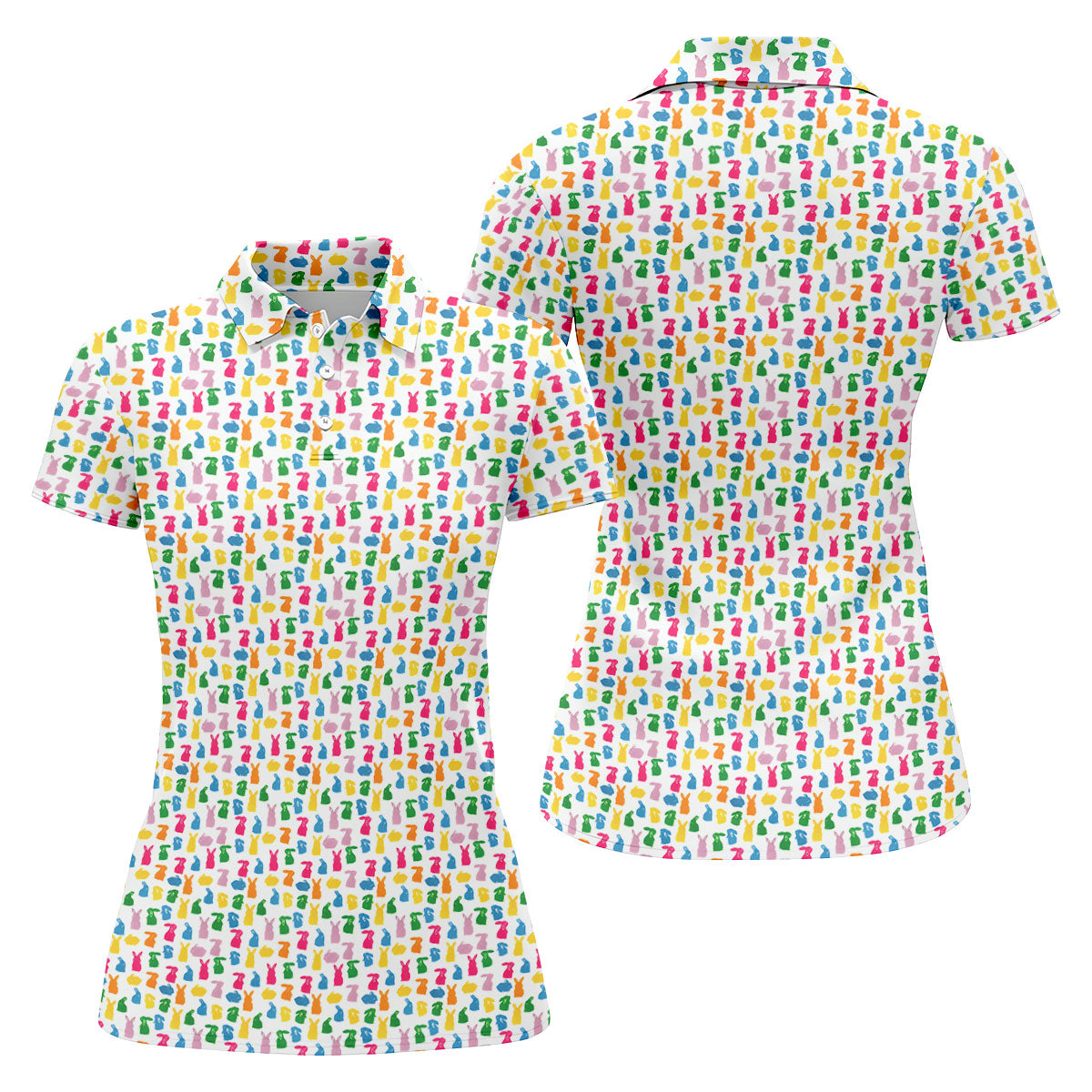 Bunny Hops Seamless Pattern Easter Golf Shirt, Women Golf Top, Fun Women's Golf Shirts, Ladies Golf Shirts