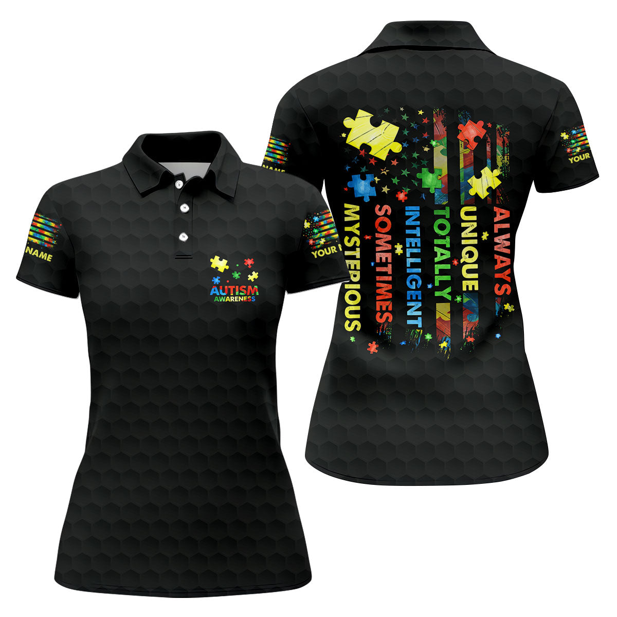 Autism Awareness Always Unique Totally Intelligent Sometimes Mysterious Golf Shirt For Women, Ladies Golf Shirts