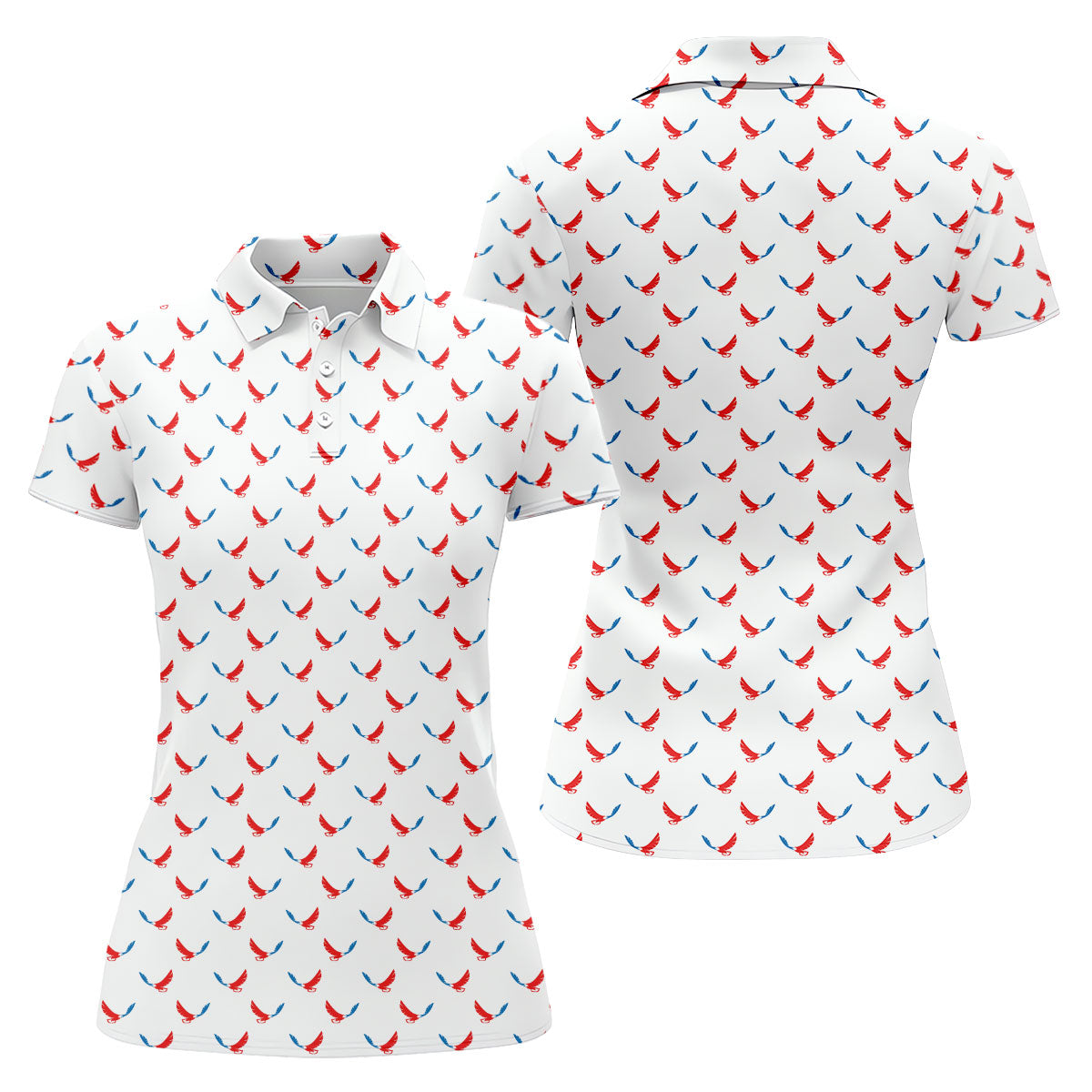 Red White Blue Eagle White Golf Shirt, 4th Of July Golf Shirt, 250th Anniversary Patriotic Golf Shirt For Women