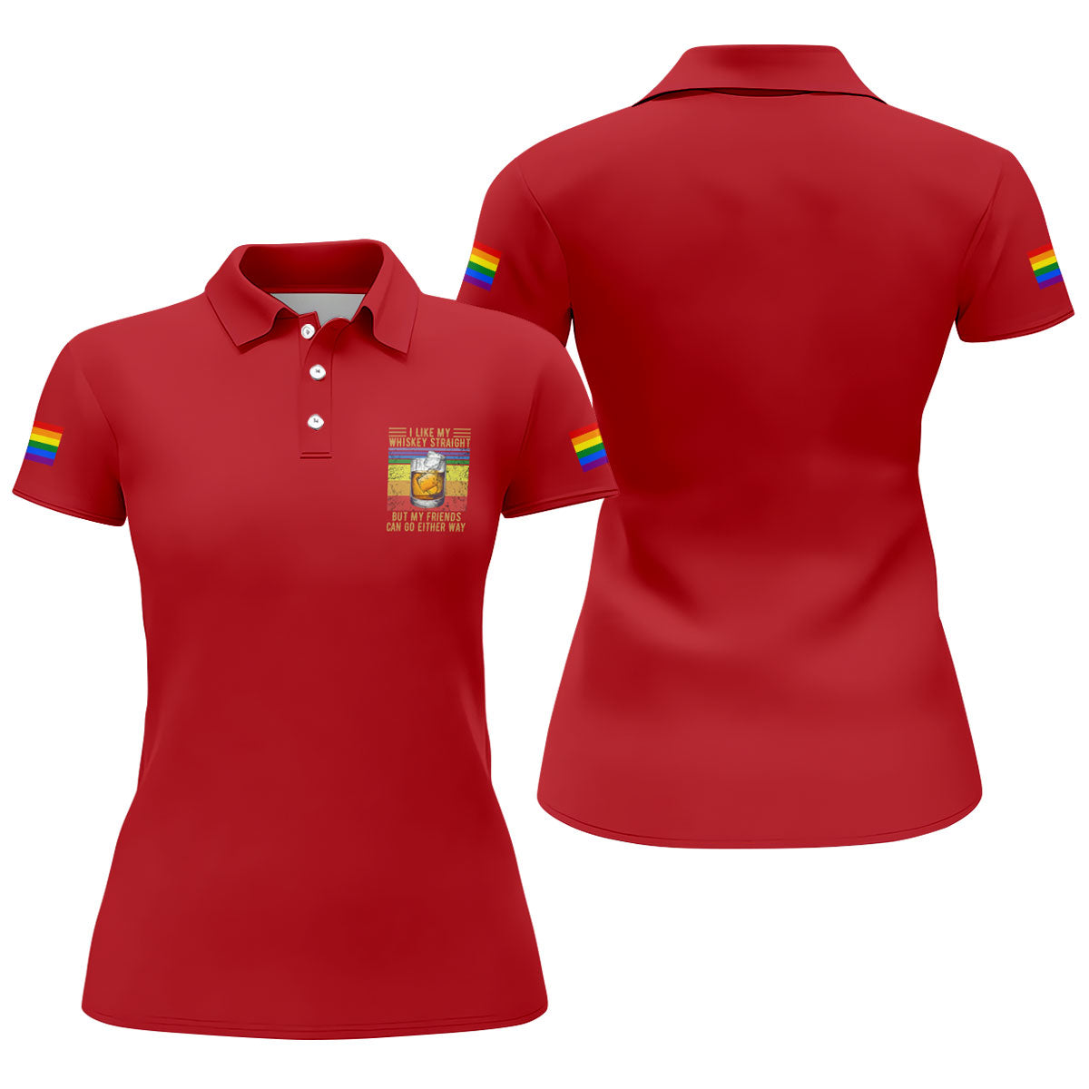 I Like My Whiskey Straight LGBT Pride Month Fun Women's Golf Shirts, LGBT Support Pride Shirt