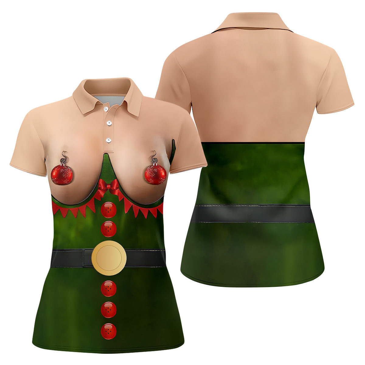 Funny Elf Costume Ornament Christmas Golf Shirt, Christmas Shirts For Women, Christmas Golf Shirt
