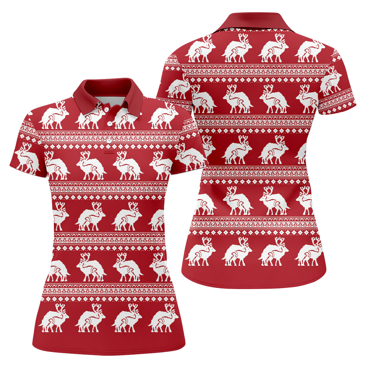 Reindeer Humping Seamless Pattern Golf Shirt, Christmas Golf Shirt, Golf Gifts For Women, Fun Golf Shirt
