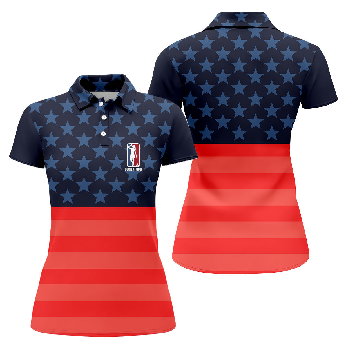 Funny Suck At Golf Drunk Golfer Golf Shirt For Women, Patriotic 4th Of July Golf Shirt