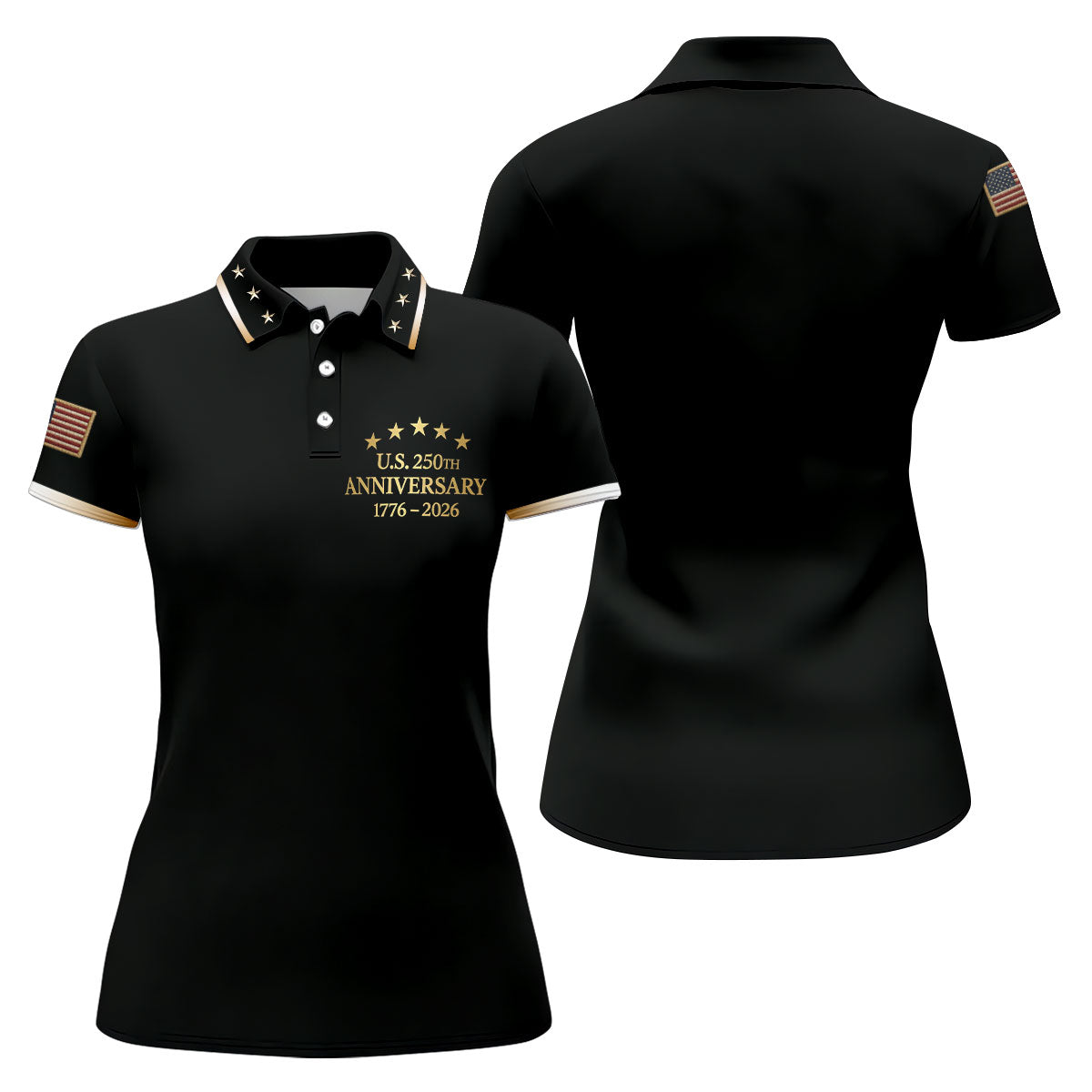 US 250th Anniversary 1776-2026 Golf Shirt For Women, Patriotic 4th Of July Golf Shirt