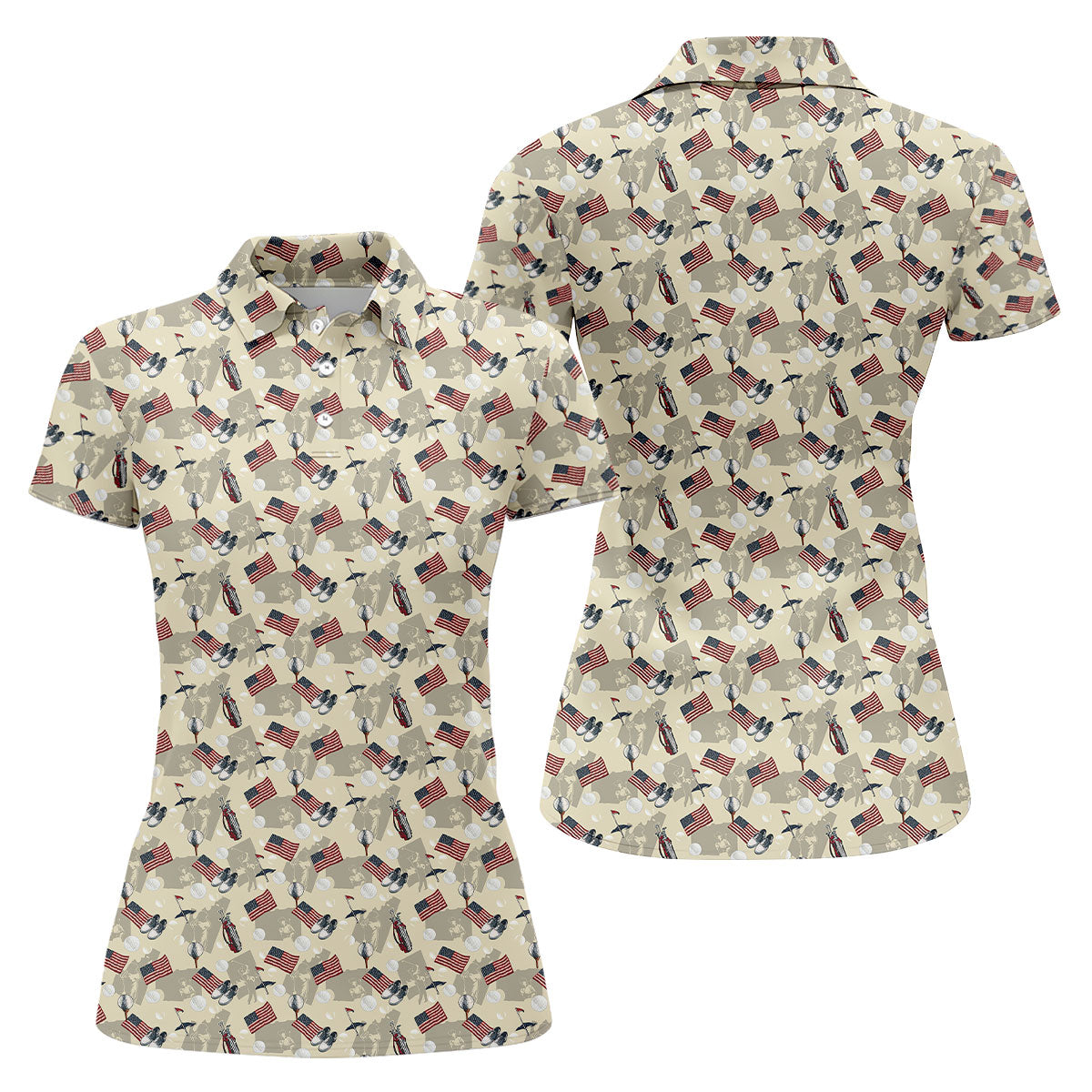 American Flag Pattern 250 Celebration Vintage Golf Shirt, Patriotic 4th Of July Golf Shirt For Women