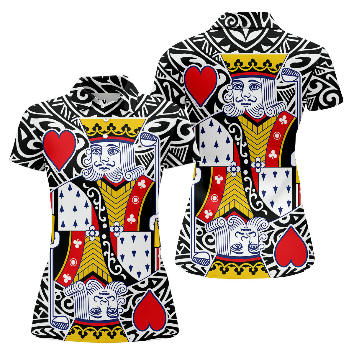 King Of Hearts Playing Card Women's Golf Shirt, Golf Top For Women