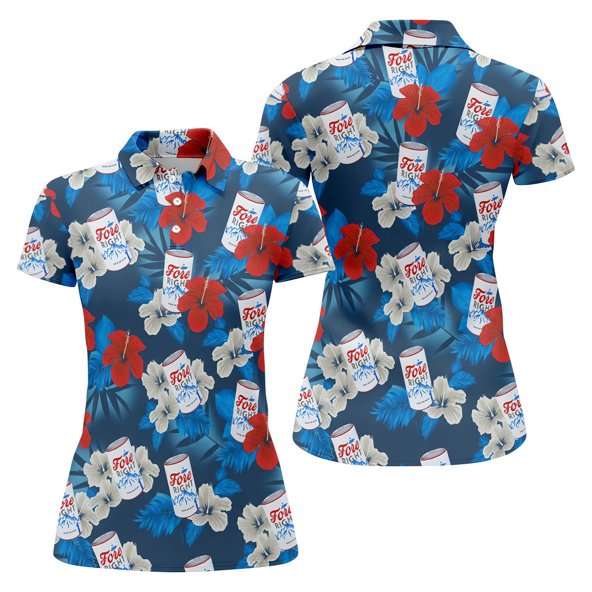 Fore Right Cold As Slice Golf And Beer Tropical Floral Golf Shirt For Women, Ladies Golf Shirts