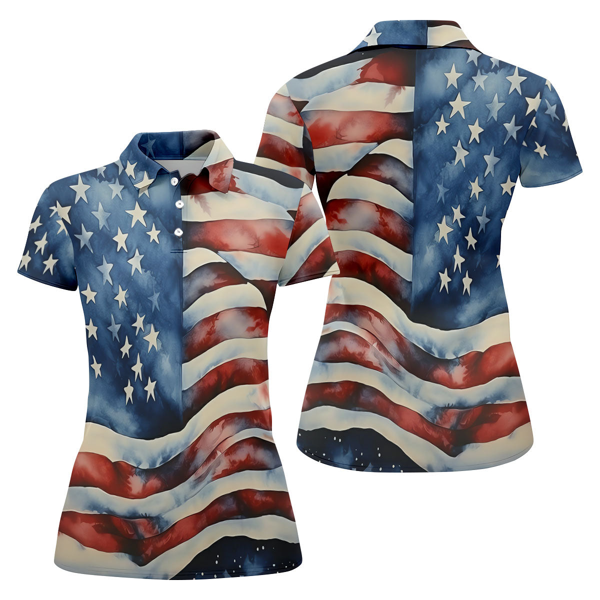American Flag Golf Shirt, Patriotic Golf Polo Shirts, 250th Anniversary Golf Shirt For Women, Ladies Golf Polos