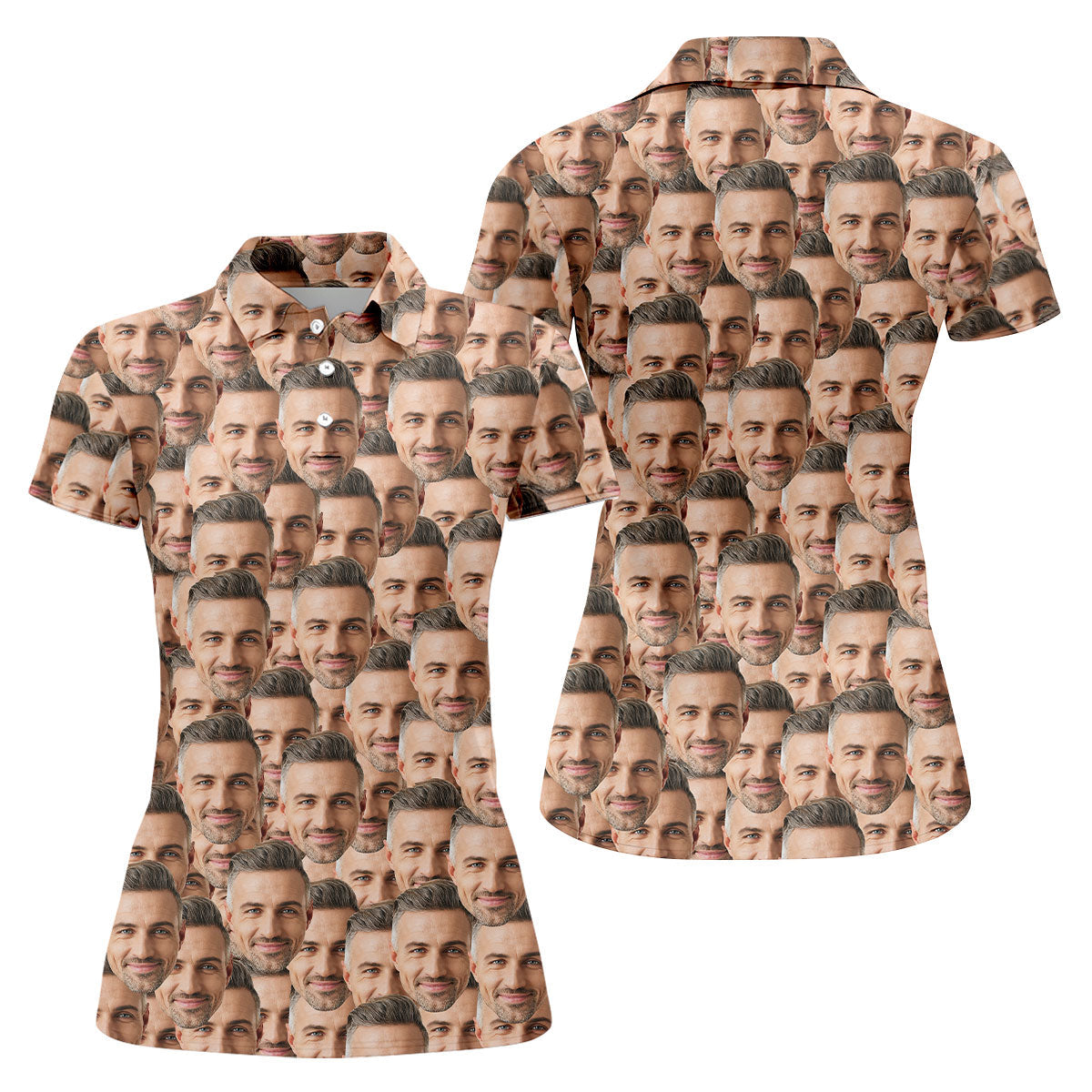Custom Face All Over Print Fun Women's Golf Shirts, Valentines Golf Gift, Ladies Golf Polos