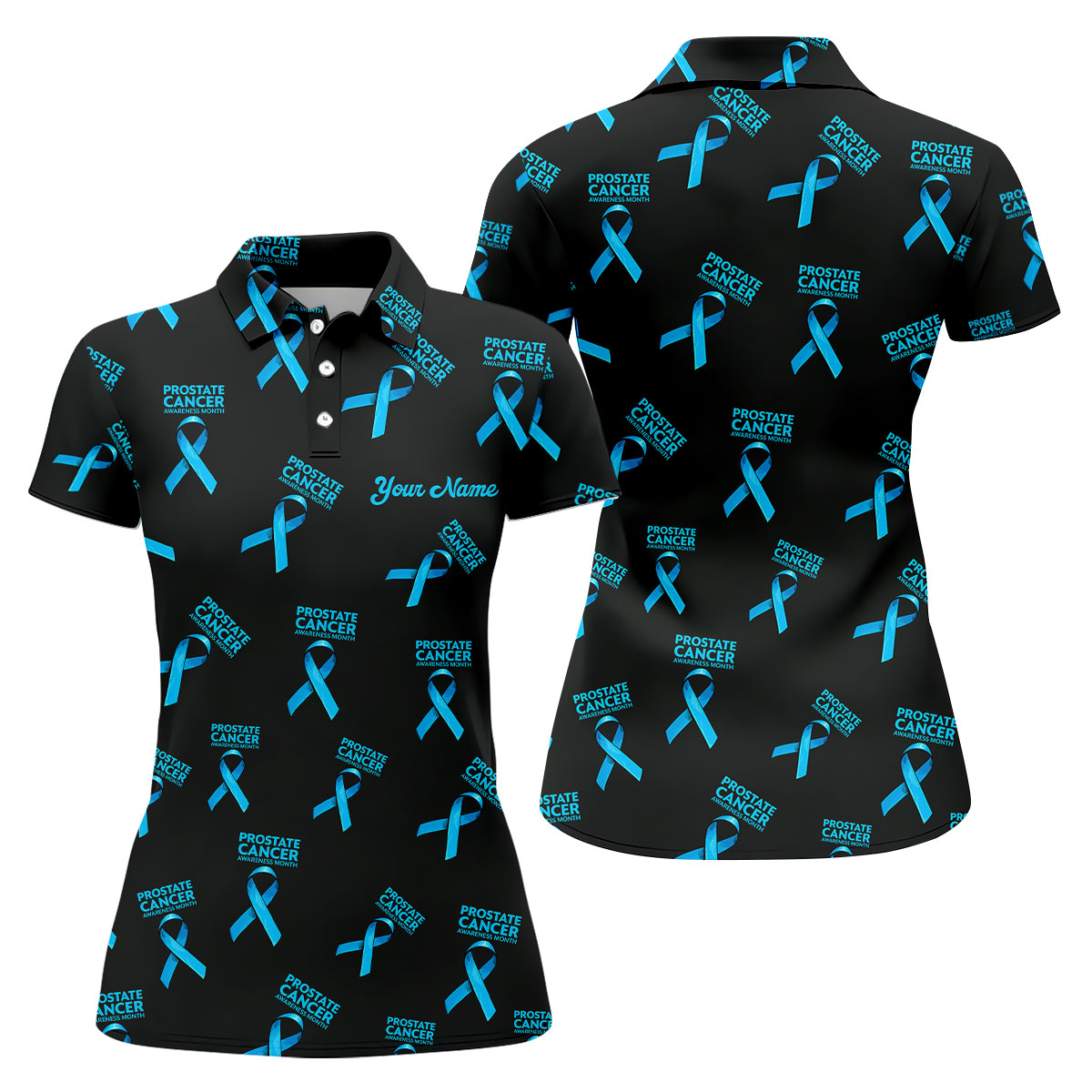 Prostate Cancer Awareness Blue Ribbon Women Golf Top, Ladies Sleeveless Polo, Women's Polo Shirt