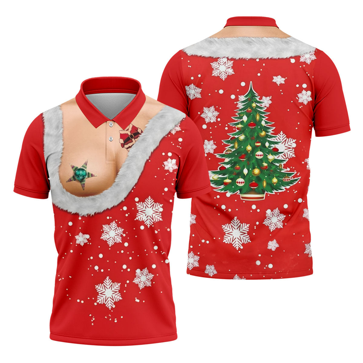 Funny Santa Costume Snowflake Christmas Golf Shirt, Men's Golf Shirt, Printed Golf Shirts