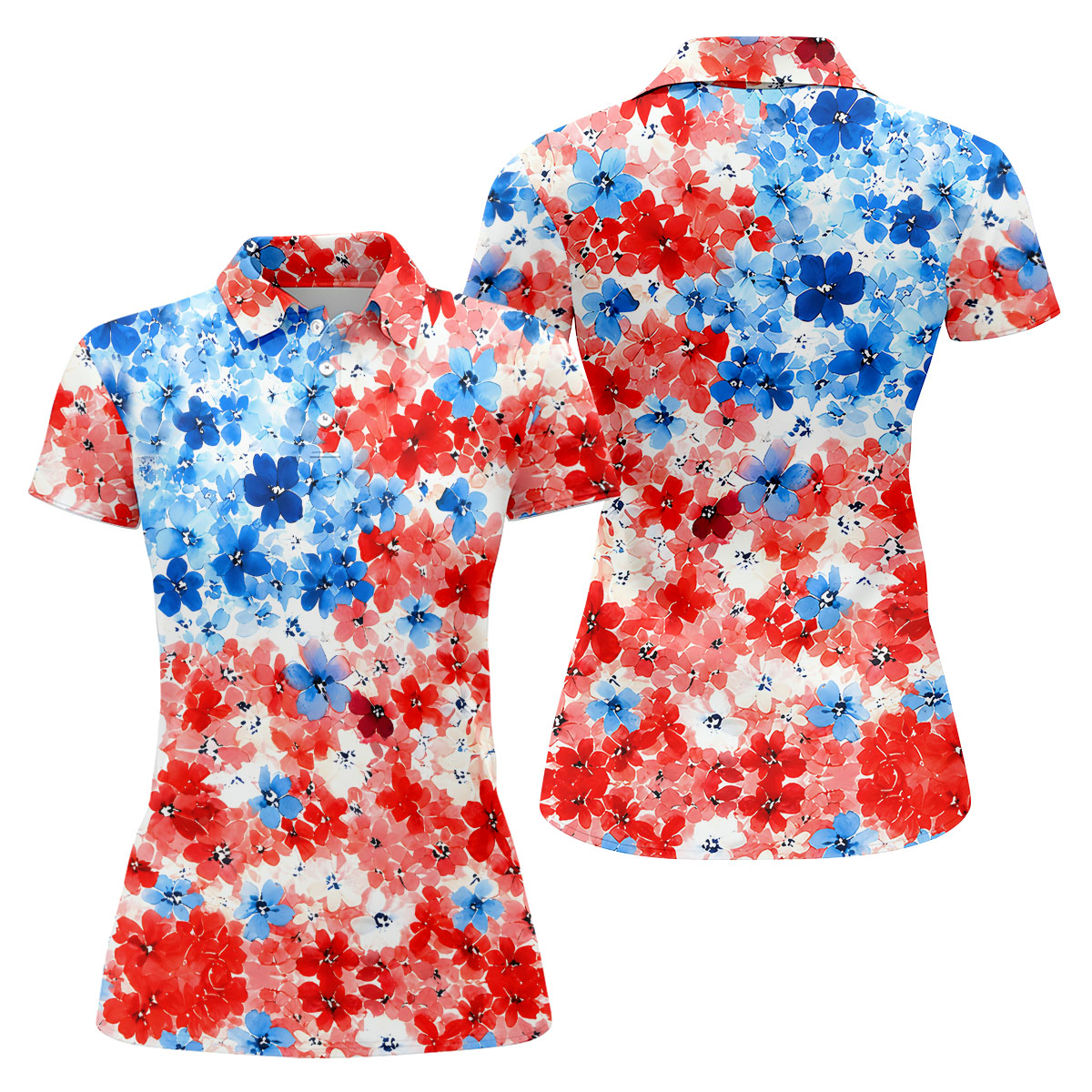 Red White Blue Hawaiian Golf Shirt, 250 Years Women's Golf Tops, Ladies Golf Shirts